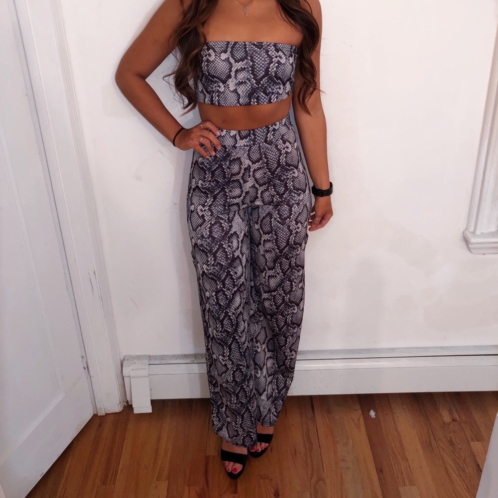Snake print two piece set